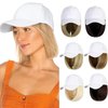 Lansigreen Baseball Cap with Hair Extensions Hat Wig Adjustable Hat Attached Short Straight 14" Synthetic Hairpiece for Women Mid Brown Mix Blonde