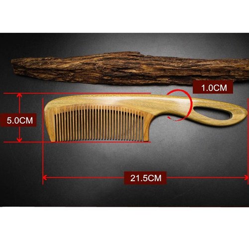 Hair Comb - No Static Detangling Comb by Aguder - Fine Tooth Green Sandalwood Hook Combs