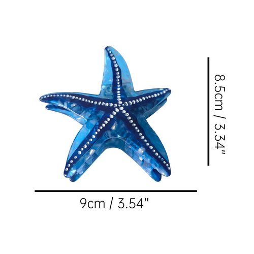 Funny Big Starfish Hair Clip,Acetate Hair Clip,Big Claw Clip for Women,Blue, 1 Count (Pack of 1)