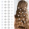 40Pcs Small Flower Hair Clips for Women, Mini Rhinestone Pearl Hair Clips White Hair Clips Wedding Hair Accessories for Women Girls