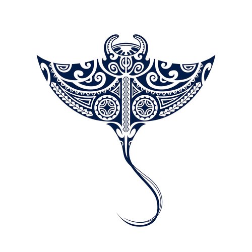 Lasting 1-2 Weeks Sea Juice Temporary Tattoo Ink Semi Permanent for Adults Woman Stingray Manta in Maori Style Sketch Tribal Ethno for Dive Navy that Look Real Men Women Chest Neck Arm (4 Sheets)