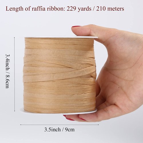 Whaline 229 Yards Raffia Paper Ribbon Christmas Kraft Craft Packing Paper Twine for Festival Gifts, DIY Decoration and Weaving, 1/4 inch Width