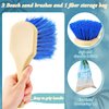 Remerry 2 Pcs Beach Sand Remover Brush with Drawstring Bag, Beach Accessories Scrub Brushes for Cleaning Beach Soft Bristle Brush for Summer Vacation Water Sports Volleyball Party (Blue and Green)