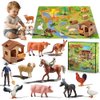 SOUMEL Farm Animal Toys for Toddlers 3-5-7 Kids, 24 Realistic Animal Figures Including 1 Stable and Props, Play Mat, Zoo Toy Animals Figurines, Playset for Boys and Girls Birthday