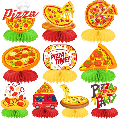 Pizza Party Honeycomb Centerpieces Pizza Table Decorations 11pcs Pizza Birthday Party Favors Decorations for Baby Shower Supplies