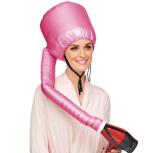 Safety Portable Hair Dryer Bonnet Attachment for Hair Styling - Deep Pink