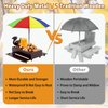 Squirrel Feeder with Umbrella, Metal Squirrel Feeders for Outside with Corn Cobs, Durable Squirrel Feeder Picnic Table with Solid Structure, Funny Chipmunk Feeder for Corn Peanuts (Brown)