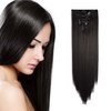 Onedor 24" Straight Synthetic Clip in Hair Extensions. 7 individual pieces for multiple styles.140g (2#-Darkest Brown)