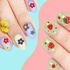SOGAYU 16 Sheets Nail Stickers for Kids, Cute Self-Adhesive Nail Art Decals for Girls Women – 3D Designs DIY Manicure Accessories Include Fruits Flowers Leaves Rainbow Plants etc