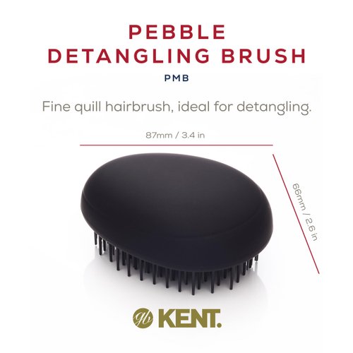 Kent PMB Black Pebble Scalp Massager Shampoo Brush, Shower Brush, and Travel Size Detangling Brush - Scalp Scrubber for Dandruff and Kids Hair Brush Hair Detangler - Hairbrush for Tangles