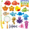 CozyBomB™ Kids Fishing Bath Toys Game | Magnetic Floating Toy Magnet Pole Rod Net, Plastic Floating Fish Toddler Pool Education Teaching and Learning Colors Birthday Age 3 4 5 6 Year