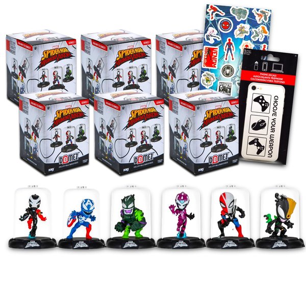 Venom Party Favor Set ~ Bundle with 6 Pack Venom Domez Figures Plus , Stickers and More | Venom Party Supplies