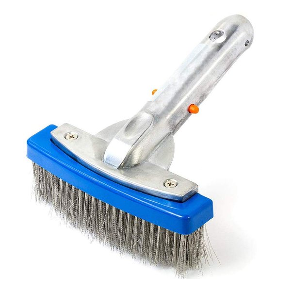 Katikies Pool Brush,Stainless Steel Brush Head,Wire Bristles,for Cleaning and Scrubbing Surfaces Debris Off of All The Areas Within a Pool - Walls, Tiles, Floors, Steps and Corners. (5-inch)