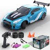 RACENT RC Drift Car, High Speed Remote Control Car, 4WD RC Cars with LED Light, Racing and Drifting Wheels, 2 Batteries, Toy for Boys, Girls, Kids (Blue)