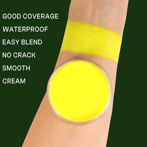 Depvision Professional Oil Based Neon Face Paint Body Paint Waterproof UV Face painting Makeup for Kids and Adults Single Color Halloween SFX Party 30g (UV Yellow)