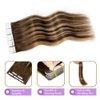 Tape in Hair Extensions Human Hair, 20pcs 22 Inch 50g Remy Ombre Tape in Hair Extensions, Balayage Chocolate Brown to Caramel Blonde Silky Straight Natural Hair Extensions Tape in Human Hair