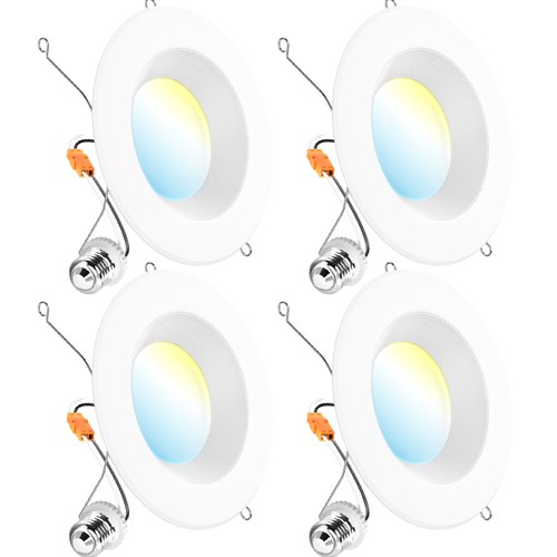 Sunco Lighting 4 Pack 5CCT Retrofit LED Recessed Lighting 6 Inch, 2700K/3000K/3500K/4000K/5000K Selectable, Dimmable Can Lights, Baffle Trim, 13W=75W, 965LM, Damp Rated - Energy Star