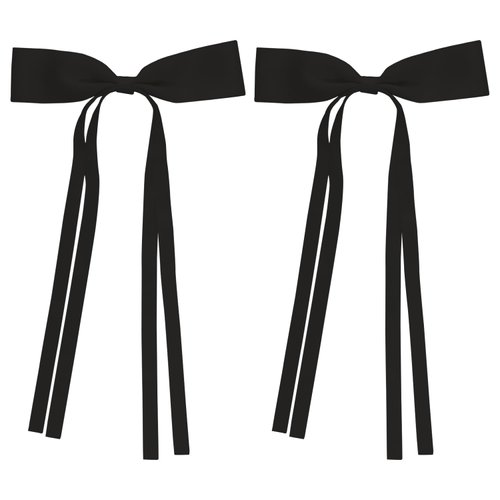 Dohia Hair Bows Clips for Girls Tassel Ribbon Bowknot Hair Clips Long Tail Solid French Hair Bows D1-HDJSDFJ (Black)