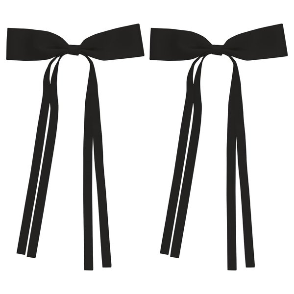 Dohia Hair Bows Clips for Girls Tassel Ribbon Bowknot Hair Clips Long Tail Solid French Hair Bows D1-HDJSDFJ (Black)