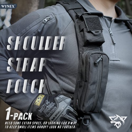 WYNEX Molle Accessories Pouch of Double Zipper Pocket Version, Backpack Strap Pouch Shoulder Strap Molle Attachment Tactical Accessories Bag Shoulder Starps Zipper Pocket Additional Phone Holder