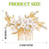 GENBREE Pearl Bride Wedding Hair Comb Gold Leaf Flower Hair Piece Crystal Bridal Hair Accessories for Women