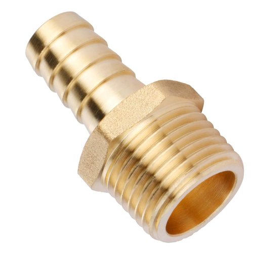 U.S. Solid Brass Hose Fitting, Adapter, 1/2" Barb x 1/2" NPT Male Pipe Fittings