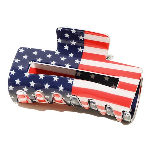 Patriotic American Flag Hair Claw Clip - Red, White and Blue 4th of July Hair Accessory for Women