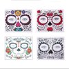 4 Pack Day of the Dead Sugar Skull Face Temporary Tattoo Halloween Makeup Tattoo Stickers for Halloween Masquerade Party(Floral, Red Roses,Black and Floral Skeleton)