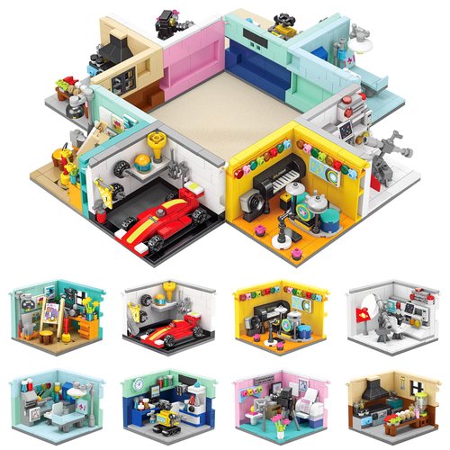 Hallisun Toy Building Set, Friends House Collection 8 Packs Home Building Blocks Model Kit, Creative Construction Building Sets, Christmas Birthday Gift for Children Teens Kids Boys Girls 8+
