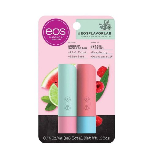 eos Flavor Lab Lip Balm Sticks Watermelon Lime Frose' & Raspberry Lychee pack of 1(total 0.28oz)