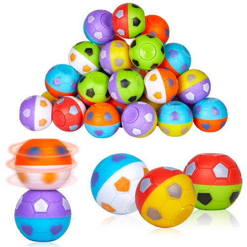 24 Pack Party Favors for Kids 8-12 4-8 Mini Soccer Ball Fidget Spinners Bulk, Soccer Fidget Toys Goodie Bag Stuffers, Soccer Stress Balls Stocking Stuffers for Kids, Christmas Classroom Birthday Gifts
