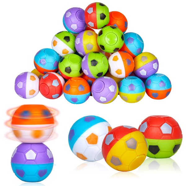 24 Pack Party Favors for Kids 8-12 4-8 Mini Soccer Ball Fidget Spinners Bulk, Soccer Fidget Toys Goodie Bag Stuffers, Soccer Stress Balls Stocking Stuffers for Kids, Christmas Classroom Birthday Gifts