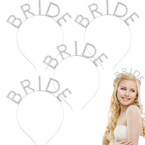 KuuGuu 4 PCS Bride Rhinestone Headband Sparkling Bachelorette Party Favors Elegant Bride Crown We...