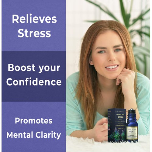 Calming Roll On Essential Oil Blend Anti Stress Roller Lavender, Bergamot & Holy Basil Destress Relief Gifts for Women Perfect Stocking Stuffers - NEW MIUZ