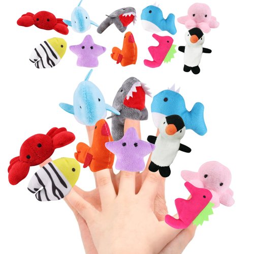 LOKIPA 10PCS Finger Toys, Soft Plush Sea Animal Finger Puppets for Kids Mini Plush Finger Toys Assortment for Boys & Girls, Party Favors, Playtime, Schools