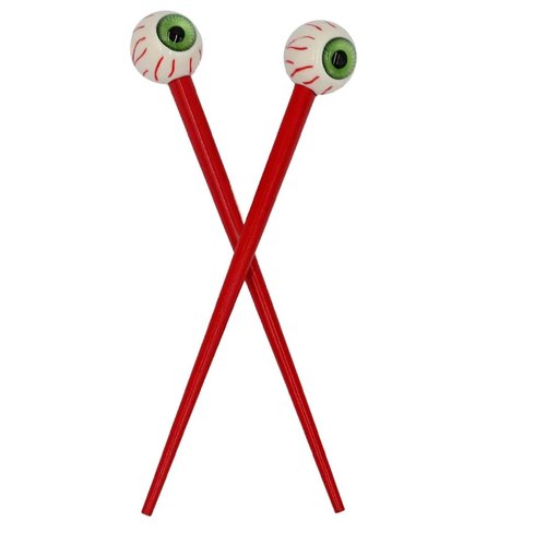 kreepsville 666 Creepy Green Eye Ball Hair Sticks Odd Accessory, 1 Count (Pack of 1), Red