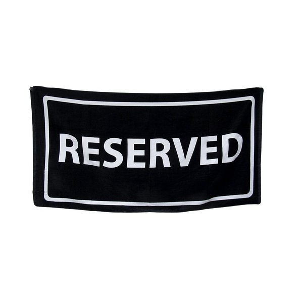 Zeckos Black and White Reserved Cotton Velour Beach Towel 30 X 60 in.