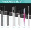 Glass Nail File Buffer with Case - 5PCS Nail Buffer and Nail Shiner Kit Glass Cuticle Pusher Nail Care for Men Women Nail Files for Natural Acrylic Nails Fingernail Files Manicure Tool