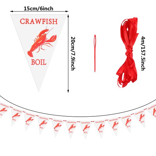 13.1 ft Crawfish Pennant Banner Mardi Gras Hanging Banner Decorations for Crawfish Party Supplies (3 Pack)