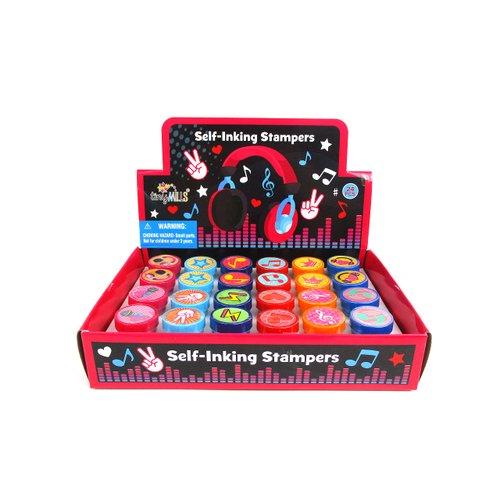 TINYMILLS 24 Pcs Music Assorted Stamps for Kids Self Ink Stamps, Birthday Party Favors, Goody Bag Fillers, Carnival Gifts, Pinata Filler, Classroom Rewards, Tween Birthday Gift