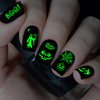 TailaiMei 15 Sheets Halloween Nail Stickers Glow in The Dark, Fluorescent Design Nail Decals, Self-Adhesive DIY Nail Art Tips for Women Manicure