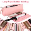 Large Hair Tools Travel Bag and Heat Resistant Mat, 2-in-1 Hair Travel Bag for Curling Iron, Flat Irons, Straighteners, Hanging Travel Hair Tool Bag Travel Essentials for Women, Hangable Handles, Pink
