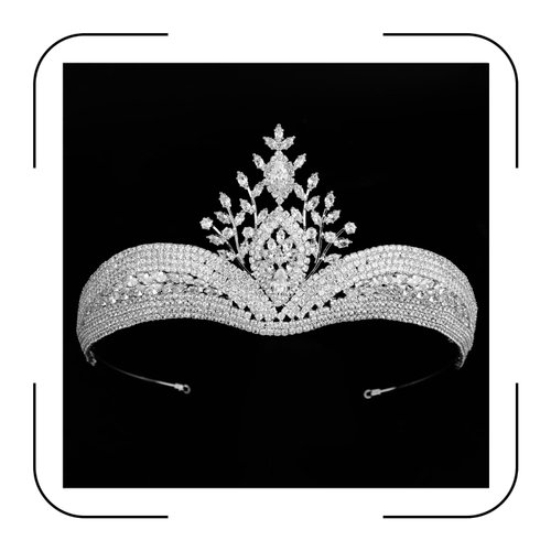 QXMYOO Vintage Wedding Crowns Arab Classic Dubai Cubic Zirconia Crown Bridal Hair Accessories Crystal Tiara Headband for Women (Silver A)