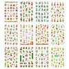 12Sheets Christmas Nail Art Stickers Green Fun Cartoon Santa Claus Designs Nail Decals Xmas Tree 3D Self-Adhesive Winter Holiday Nail Decoration Xmas DIY Manicure Accessories Supplies for Women Kids