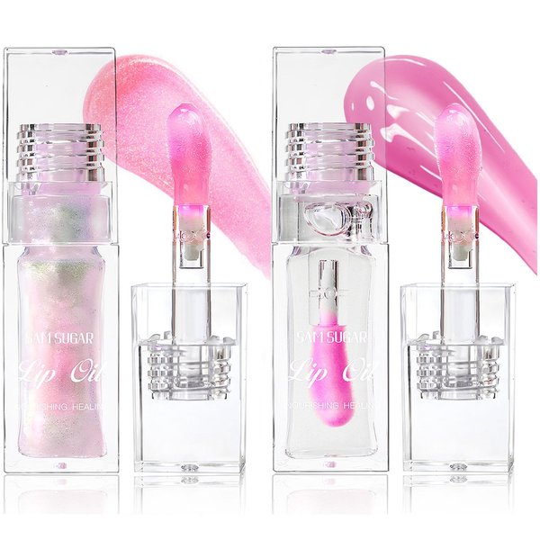 2PCS Color Changing Lip Gloss，Magic Color Changing Lip Oil V2，Warm Change Moisturizing Lip Gloss，Hydrating Lip Gloss Lip Balm Lip Care，Long Lasting Non-sticky Nourishing Repairing Primer Lip Tint
