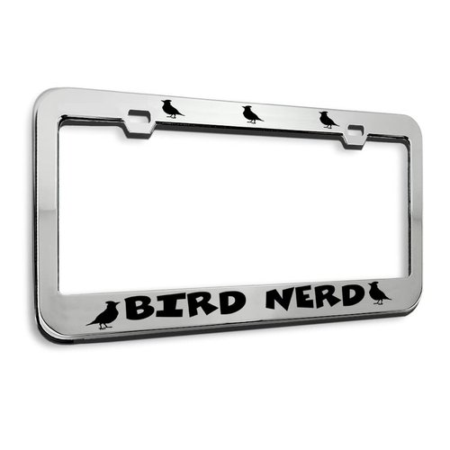 Speedy Pros Metal License Plate Frame Bird Nerd Bird Watching Chrome Tag Border Car Accessories Chrome 2 Holes 1 Frame