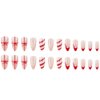 Christmas Press on Nails Short Almond Fake Nails Red French Tip False Nails with Designs Cute Christmas Hat Snowflake Bow Glossy Glue on Nails Xmas Stick on Nails for Women Girls Manicure 24 Pcs