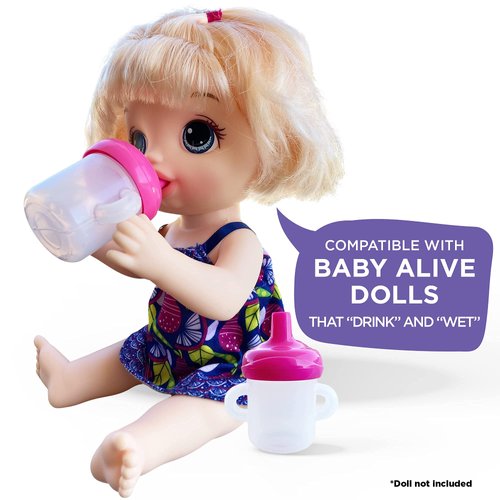 Doll Buddies 4 oz Sippy Cup (3 Pack) | Plastic Sippy Cups for Baby Alive Dolls Drinking Accessories