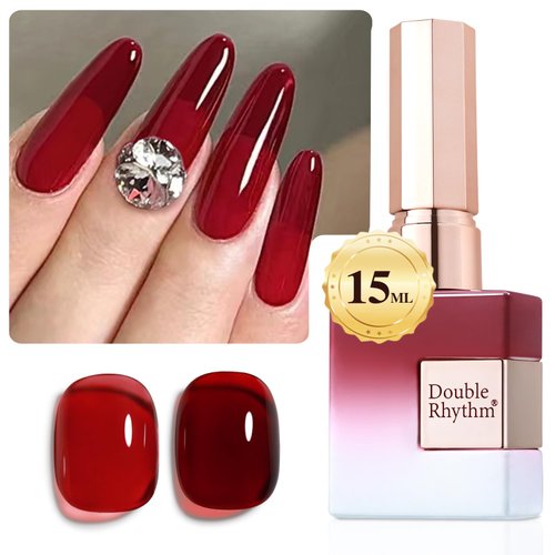 Double Rhythm 15ML Blood Red Gel Polish Translucent Sheer Neutral Color Jelly Natural UV Led Nail Art DIY at Home (B-A1371)