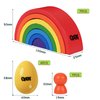 OPPA Colorful Plastic Egg Shakers 6 PCS and Rainbow Stacking Toy, Hand Percussion Musical Shaker, Wooden Rainbow Stacker Nesting Blocks, Educational Toy for Toddlers Baby Preschool Kids